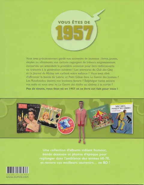 Verso de l'album Mes souvenirs en BD Tome 18 Année de naissance 1957