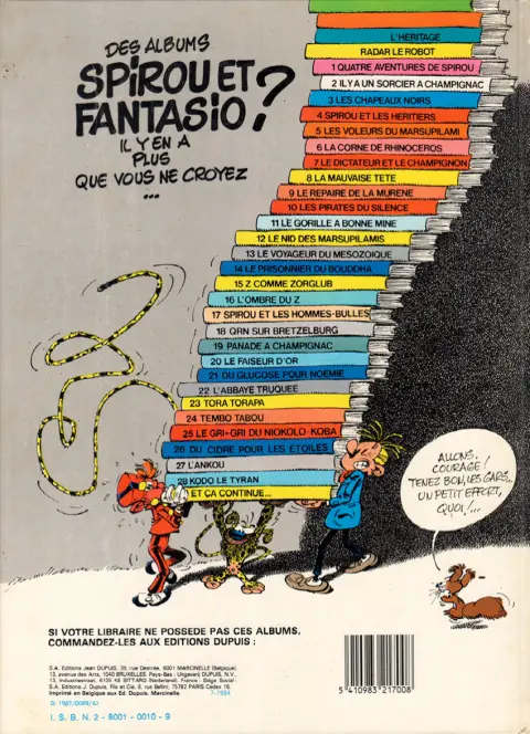 Verso de l'album Spirou et Fantasio Tome 8 La mauvaise tête