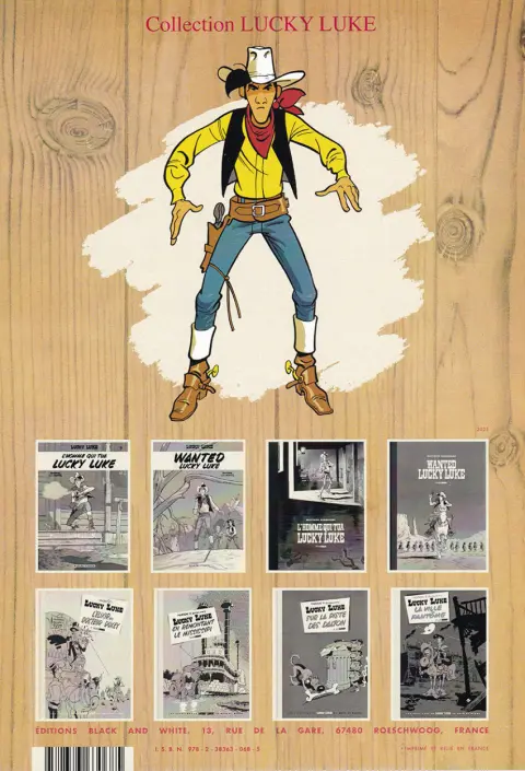 Verso de l'album Lucky Luke Wanted Lucky Luke