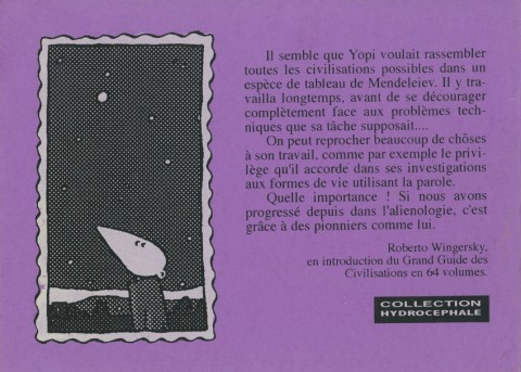 Verso de l'album Yopi dans sa quête d'un savoir universel