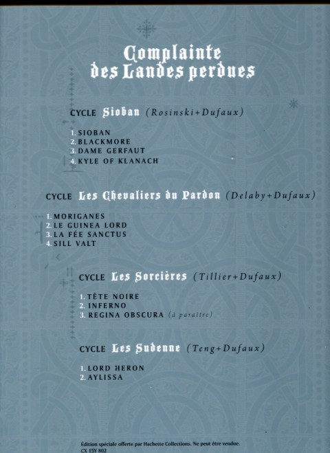 Verso de l'album Complainte des Landes perdues Tome 1 Sioban