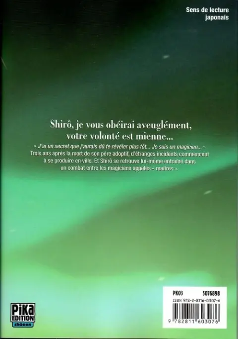 Verso de l'album Fate stay night Tome 5