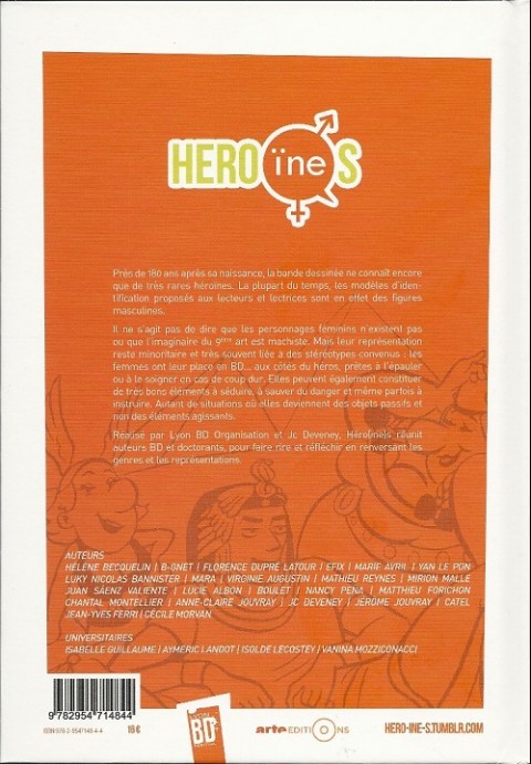 Verso de l'album Héro(ïne)s La représentation féminine en bande dessinée
