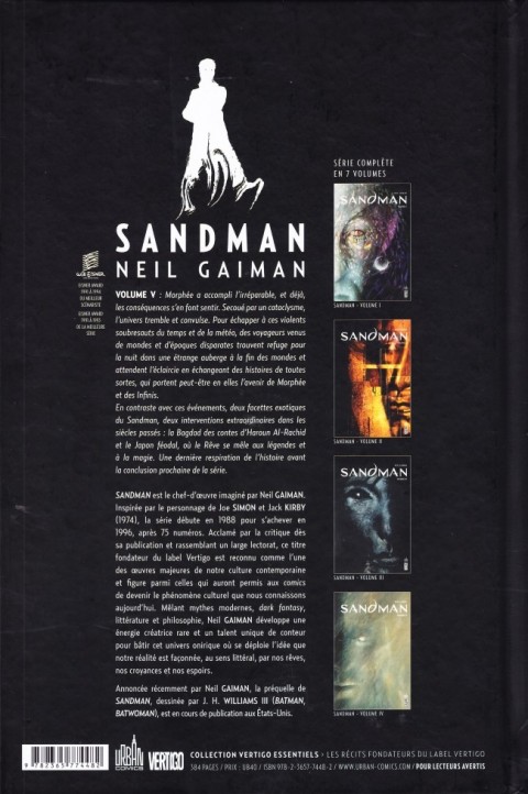 Verso de l'album Sandman Volume V