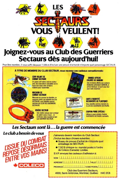 Verso de l'album Les Sectaurs N° 1