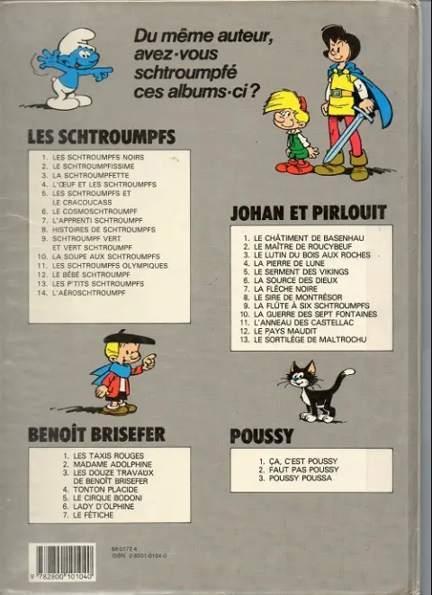 Verso de l'album Johan et Pirlouit Tome 10 La guerre des 7 fontaines