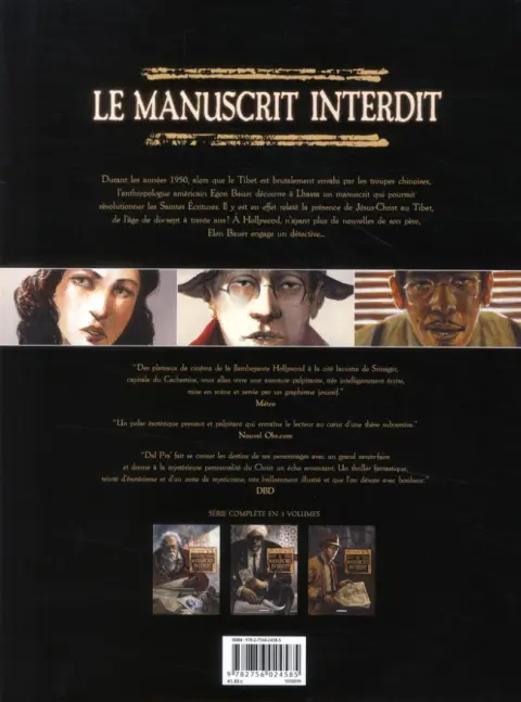 Verso de l'album Le manuscrit interdit Série complète