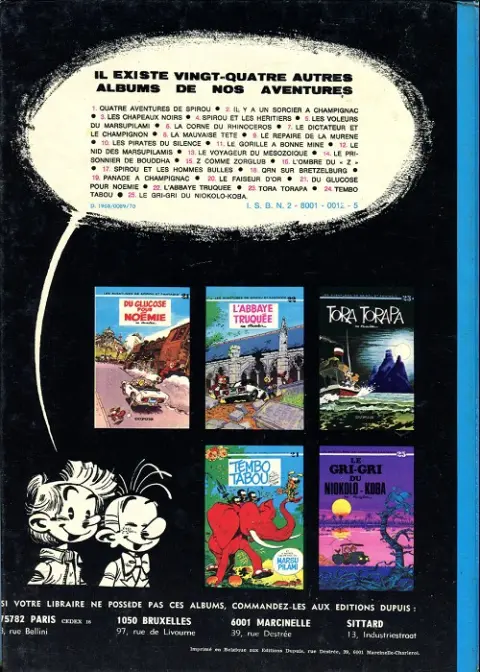 Verso de l'album Spirou et Fantasio Tome 10 Les pirates du silence