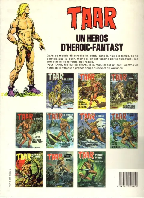 Verso de l'album Taar Tome 1 Taar le rebelle