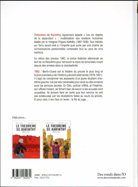 Verso de l'album Le Théorème de Karinthy Tome 1 Berlin 1981