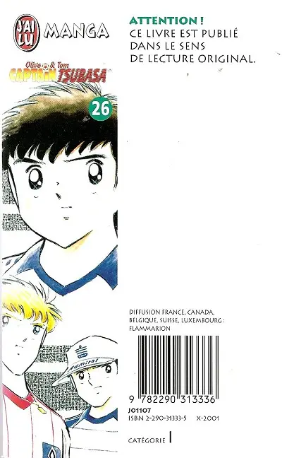 Verso de l'album Captain Tsubasa Tome 26 Les Joueurs pros !