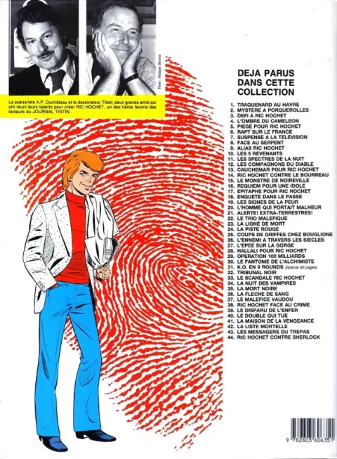 Verso de l'album Ric Hochet Tome 44 Ric Hochet contre Sherlock