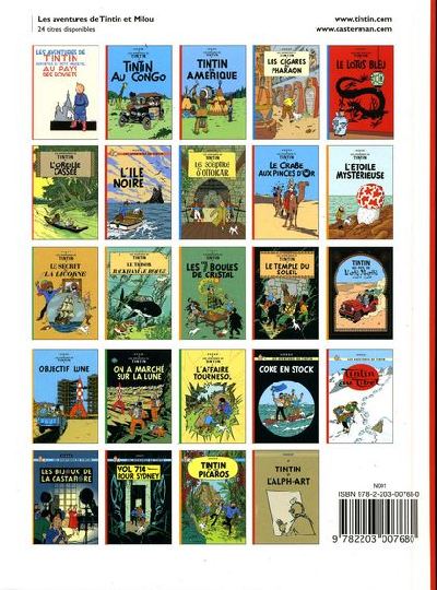 Verso de l'album Tintin Tome 24 Tintin et l'Alph-art