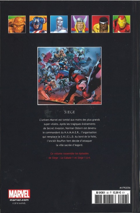 Verso de l'album Marvel Comics - La collection de référence Tome 56 Siege