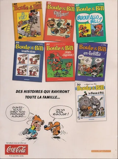 Verso de l'album Boule & Bill Tome 27 Bwouf Allo Bill ?