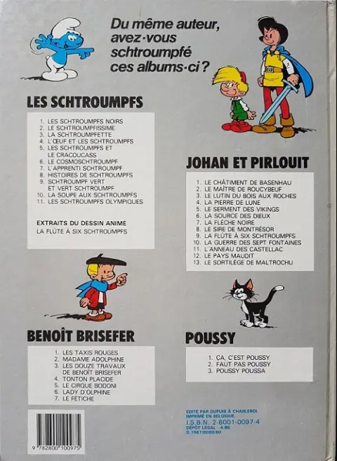 Verso de l'album Johan et Pirlouit Tome 3 Le lutin du bois aux roches