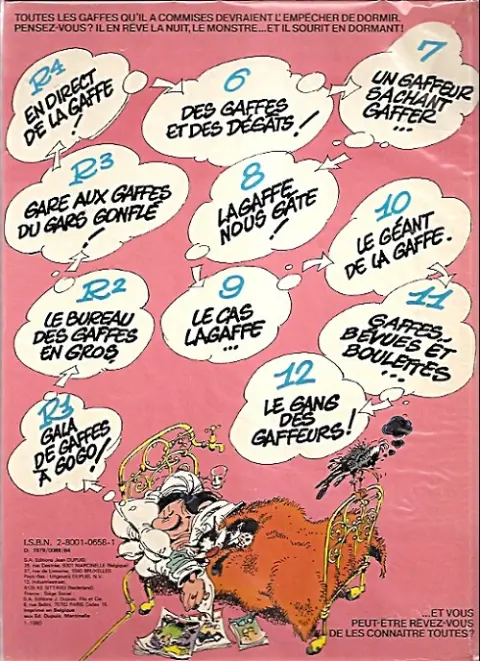 Verso de l'album Gaston Tome 13 Lagaffe mérite des baffes