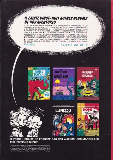 Verso de l'album Spirou et Fantasio Tome 22 L'abbaye truquée