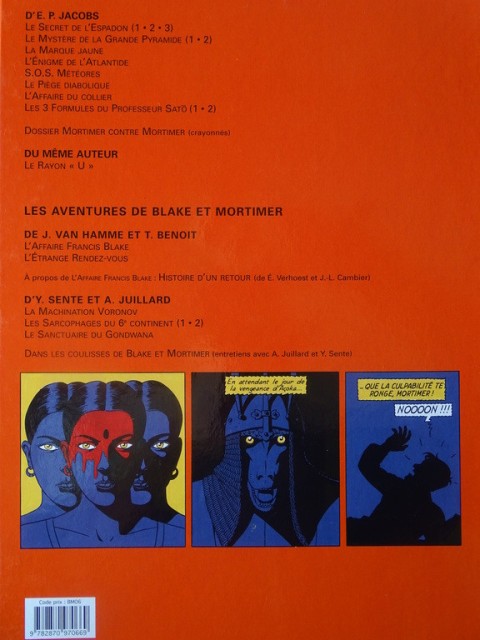 Verso de l'album Blake et Mortimer Tome 16 Les Sarcophages du 6e continent - Tome 1