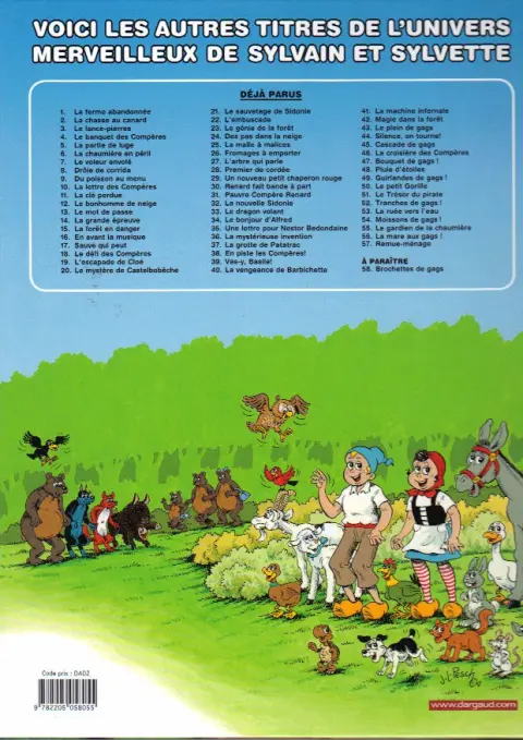 Verso de l'album Sylvain et Sylvette Tome 19 L'escapade de Cloé