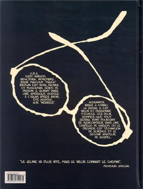 Verso de l'album La mort à lunettes