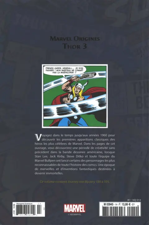 Verso de l'album Marvel Origines N° 14 Thor 3 (1964)