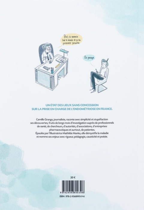 Verso de l'album Les lésions dangereuses Enquête sur l'endométriose