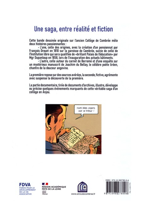 Verso de l'album Combrée deux siècles d'éducation La saga d'un collège en Anjou 1810 - 2005