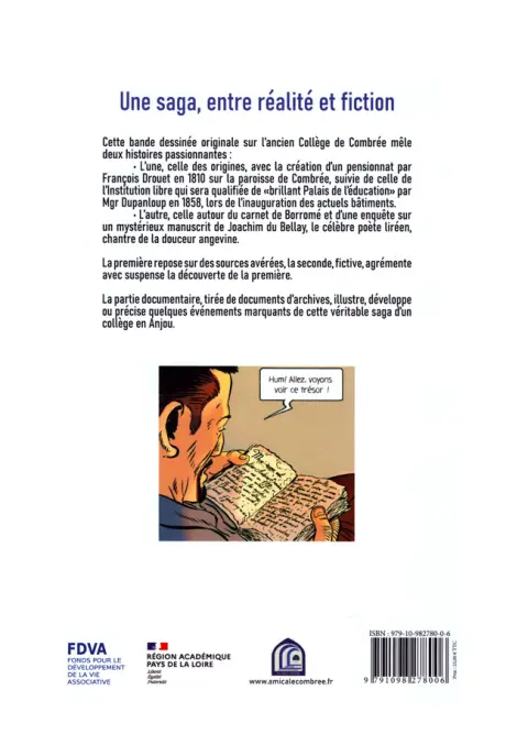 Verso de l'album Combrée deux siècles d'éducation La saga d'un collège en Anjou 1810 - 2005