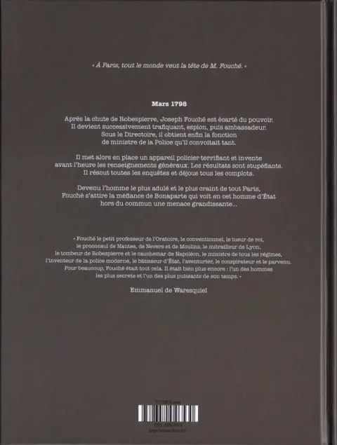 Verso de l'album Fouché Tome 2 Le policier