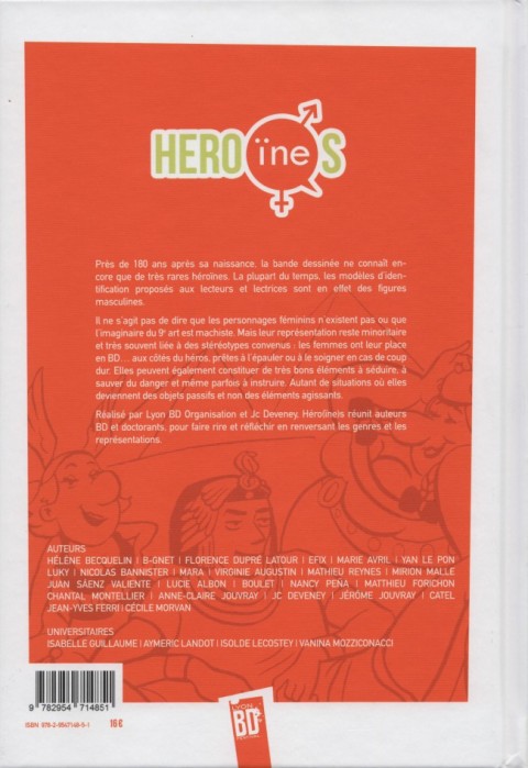 Verso de l'album Héro(ïne)s La représentation féminine en bande dessinée