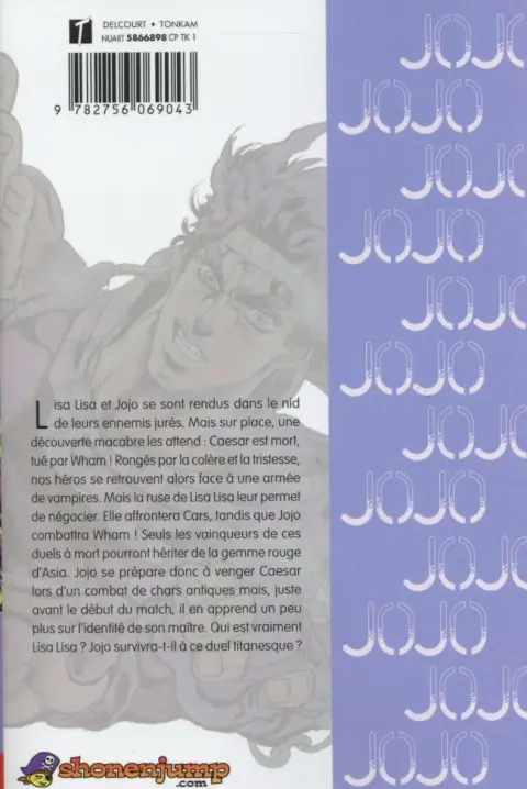 Verso de l'album Jojo's Bizarre Adventure - Battle Tendency 6 Le guerrier qui retourne au vent