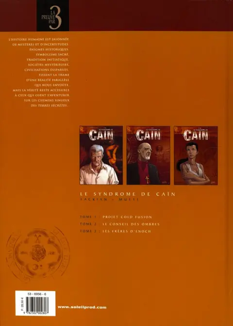 Verso de l'album Le Syndrome de Caïn Tomes 1 à 3