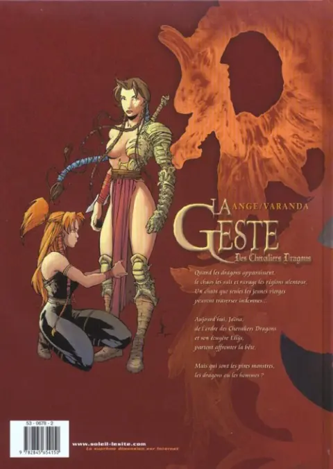 Verso de l'album La Geste des Chevaliers Dragons Tome 1 Jaïna