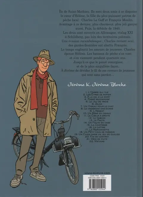 Verso de l'album Jérôme K. Jérôme Bloche Tome 4 Passé recomposé