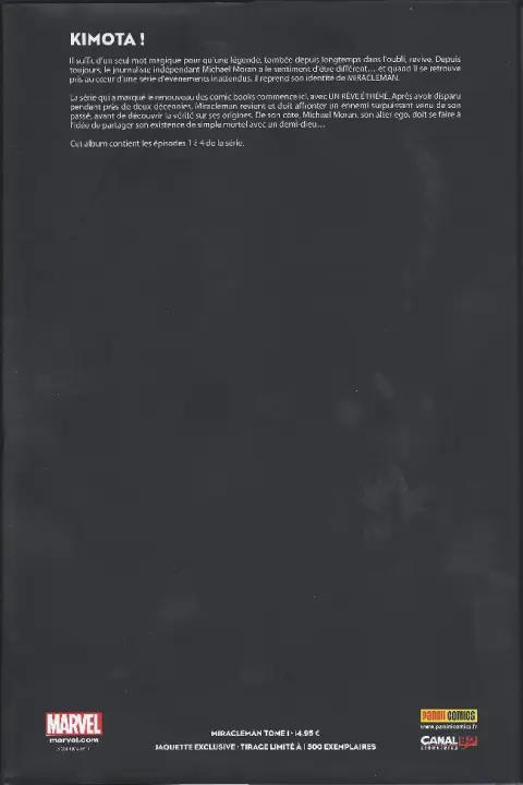 Verso de l'album Miracleman Tome 1 Un rêve éthéré
