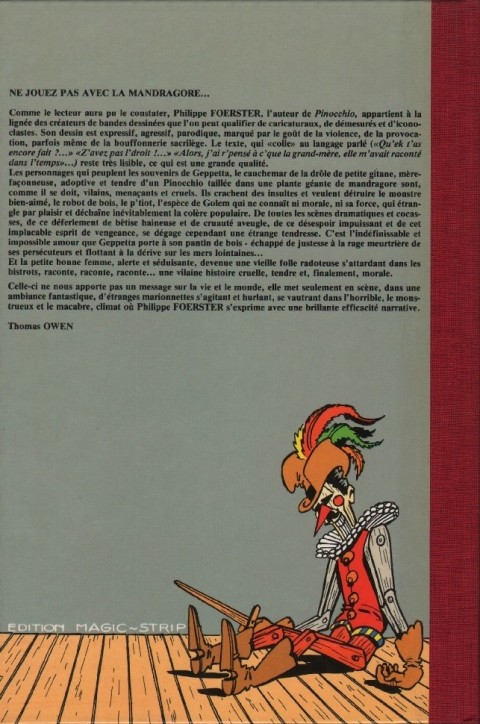 Verso de l'album Pinocchio