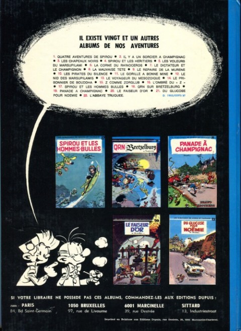 Verso de l'album Spirou et Fantasio Tome 1 4 aventures de Spirou ...et Fantasio