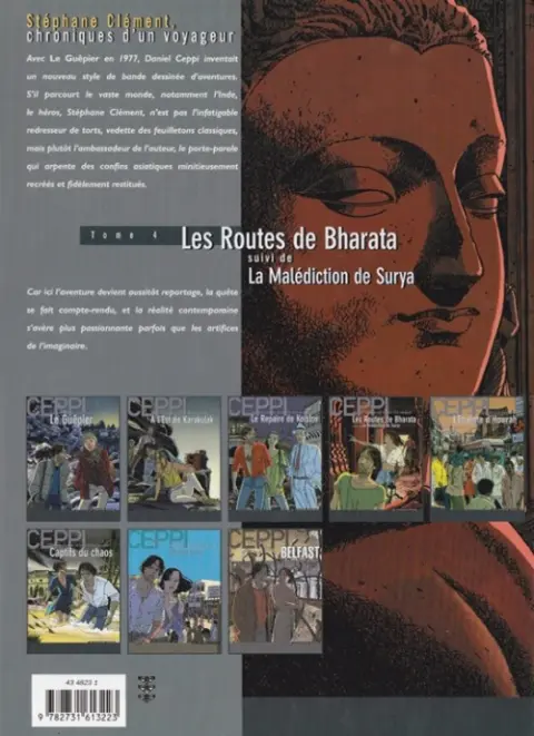 Verso de l'album Stéphane Clément Les routes de Bharata suivi de La malédiction de Surya