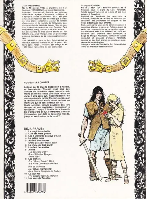 Verso de l'album Thorgal Tome 5 Au-delà des ombres