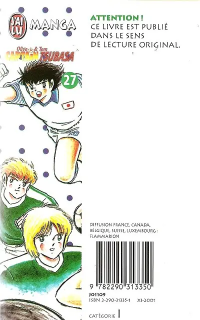 Verso de l'album Captain Tsubasa Tome 27 Encore un autre joueur de talent !