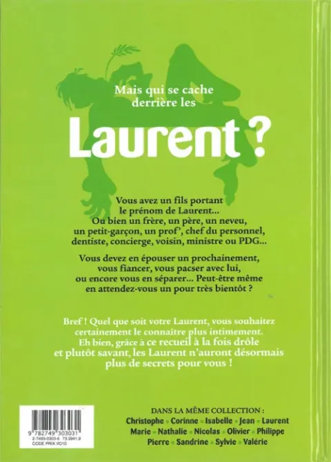 Verso de l'album L'Encyclopédie des prénoms en BD Tome 12 Laurent