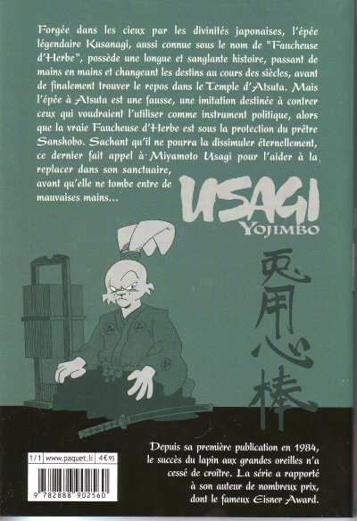 Verso de l'album Usagi Yojimbo 15