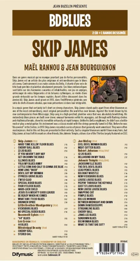Verso de l'album BD Blues Tome 18 Skip James
