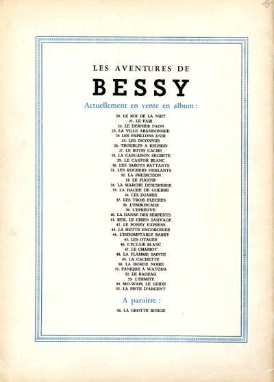 Verso de l'album Bessy Tome 55 La piste d'argent