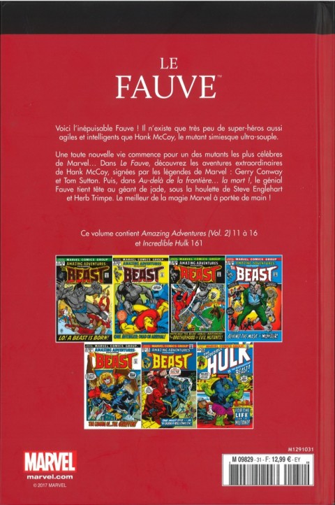 Verso de l'album Le meilleur des Super-Héros Marvel Tome 31 Le Fauve