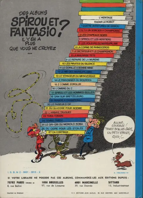 Verso de l'album Spirou et Fantasio Tome 13 Le Voyageur du mésozoïque