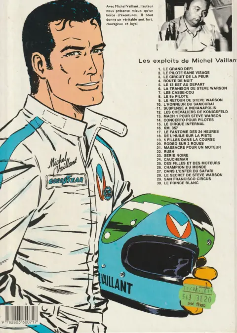 Verso de l'album Michel Vaillant Tome 28 Le secret de Steve Warson