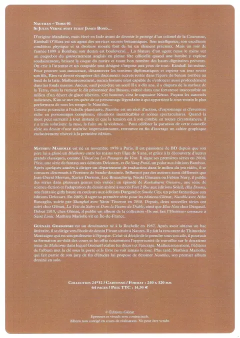 Verso de l'album Nautilus Tome 1 Le théâtre des ombres