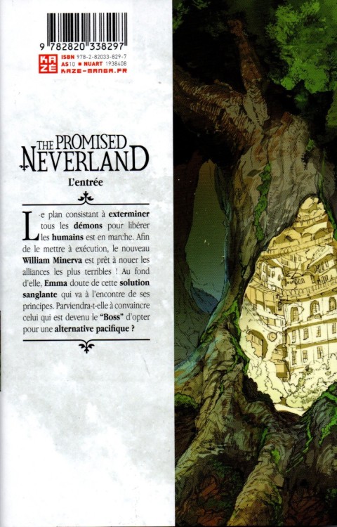 Verso de l'album The Promised Neverland 15 L'entrée